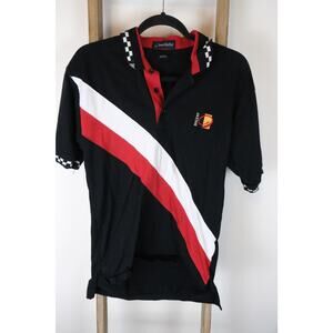 Inner Harbor Vintage Racing Stripe Black Red Polo Doncent Mens Small
